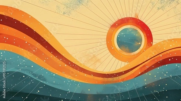 Fototapeta Abstract Art with Curved Lines, Circles, and Dots