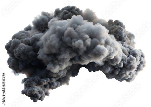 Fototapeta Abstract black and gray smoke gray cloud cut out. Isolated on Transparent background. Copy space.