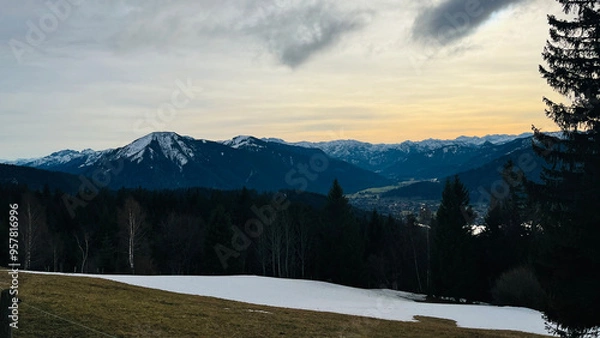 Obraz sunset in the mountains