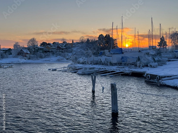 Obraz sunset over the harbor
