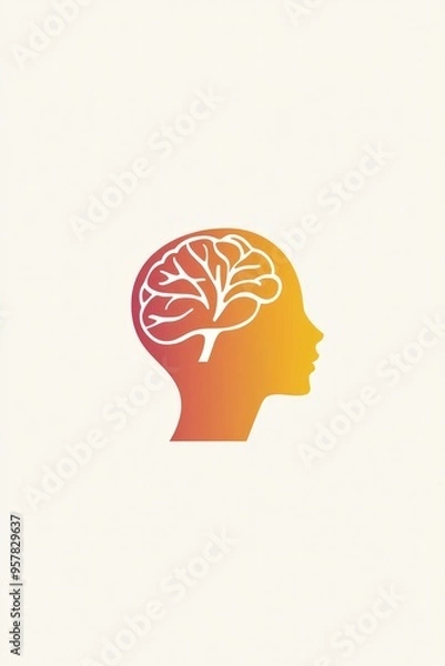 Fototapeta Simple Mental Health Logo Icon on Single Color Background, Featuring Clean and Straightforward Design with Minimal Elements to Convey Mental Well-Being, Enhancing Visibility and Clarity