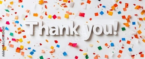 Obraz Bold 'Thank You!' on a Canvas of Confetti