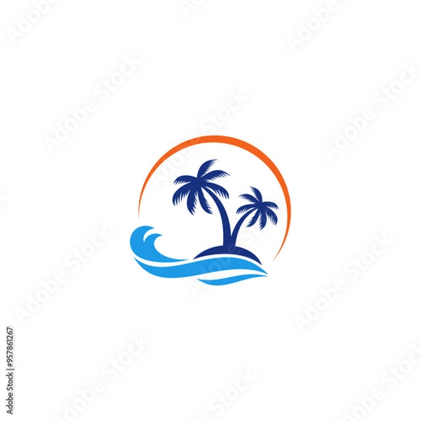 Fototapeta summer beach logo vector template