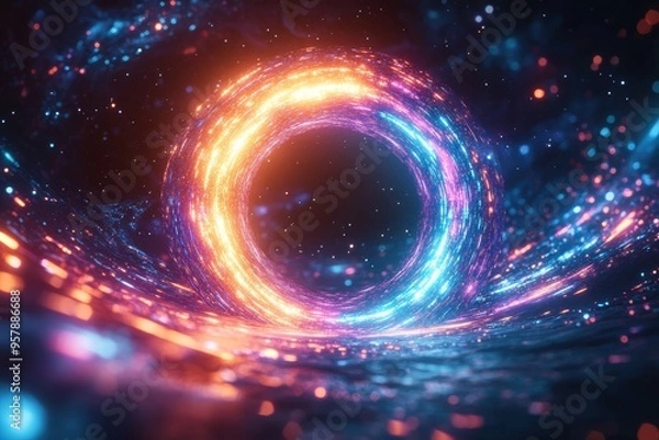 Fototapeta A stunning cosmic portal illuminated with vibrant colors, swirling lights, and a sense of depth, evoking the beauty of the universe and its mysteries