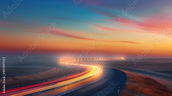 Fototapeta Highway at Sunset