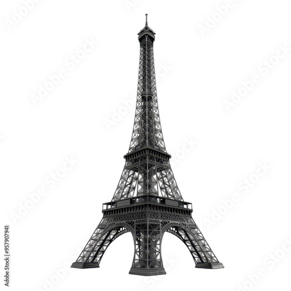 Fototapeta Eiffel tower 3d model isolated transparent background