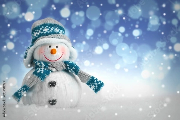 Obraz Snowman - Płatki śniegu - Bokeh