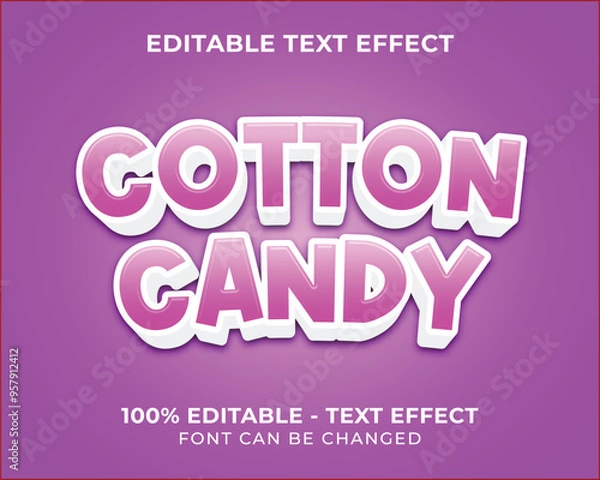 Obraz Editable text effect cotton candy 3D text effect with purple background