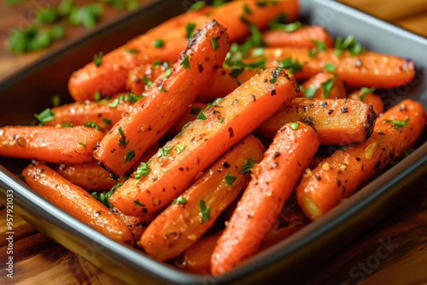 Obraz Honey garlic butter roasted carrots with herbs