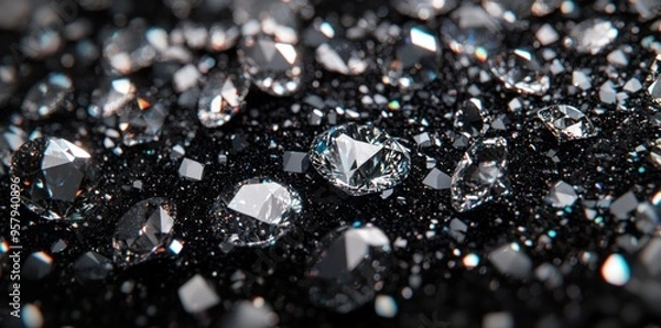 Obraz Sparkling Diamonds on a Black Surface