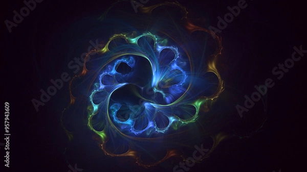 Obraz 3D manual rendering abstract colorful fractal light background. Its not AI Generatd illustration.
