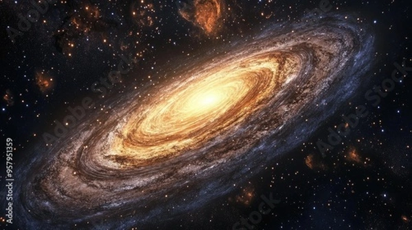 Fototapeta Beautiful galaxy background in 3D cartoon rendering