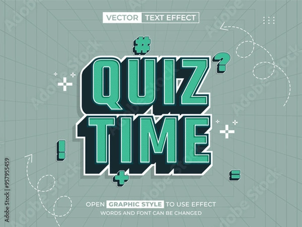 Obraz quiz time editable text, font effect, 3d text for title