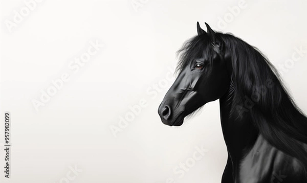 Fototapeta Black Horse Studio Shot on a Clean Background