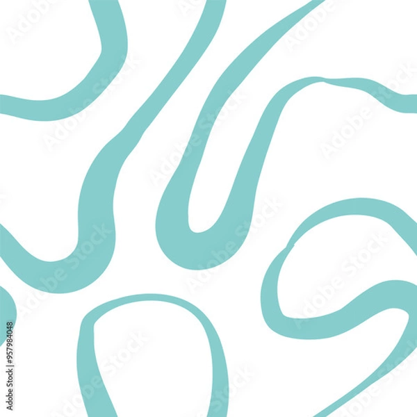 Fototapeta Seamless abstract pattern with squiggles and scribbles. Weaved curved lines. Chaotic ink scribbles decorative texture. Messy doodles, wavy and curly lines.