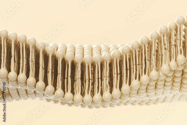 Fototapeta Phospholipid double layer in cell membrane. Cell membrane structure. 3d rendering