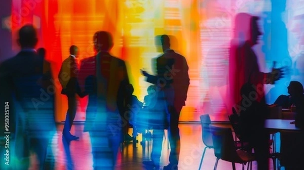 Fototapeta Vibrant Blurred Business Scene in Motion