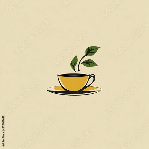 Fototapeta 2D logo in simple style representing tea