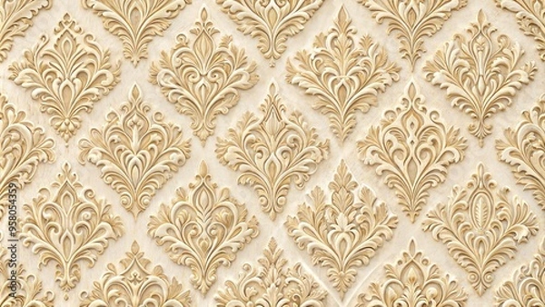 Fototapeta Seamless damask pattern.Classic wall embossed wallpaper for printing on paper,wrap or wallpaper for your interior design