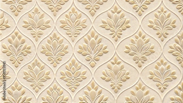 Fototapeta Seamless damask pattern.Classic wall embossed wallpaper for printing on paper,wrap or wallpaper for your interior design