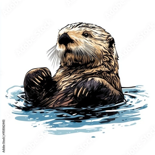 Obraz vector graphic of a cute sea otter