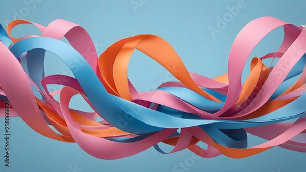Obraz red and blue ribbons, ai generated