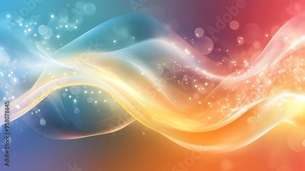 Fototapeta Colorful abstract wave pattern with sparkling light effects and textured background