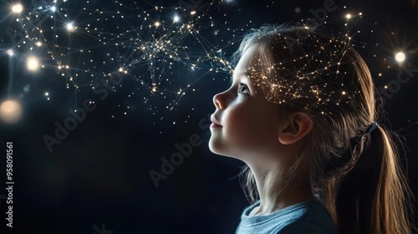 Fototapeta Children's mind visualization Scientific approach Early creativity influence on brain activity in learning