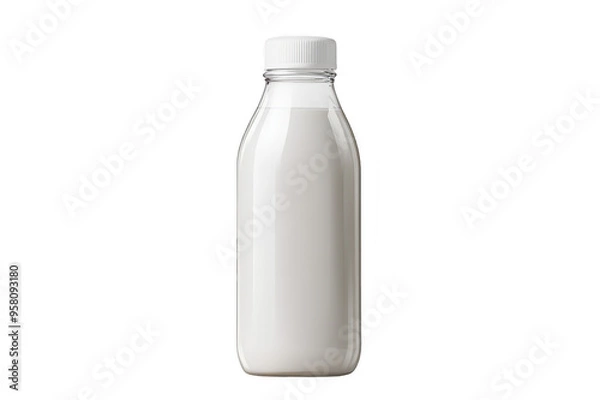 Fototapeta Bottle with natural yogurt on transparent background