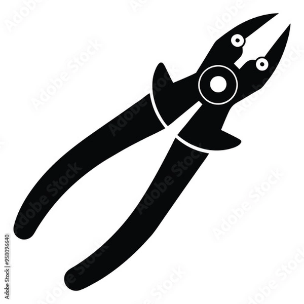 Obraz cutting pliers silhouette -  Mechanic Tools illustration in black and white