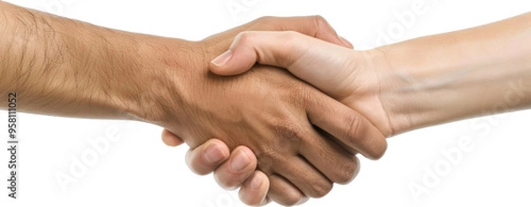 Fototapeta Two hands shake in agreement.