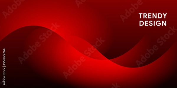 Fototapeta Dynamic geometric red shape on gradient white background
