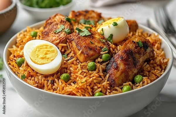 Obraz biryani rice with roasted chicken