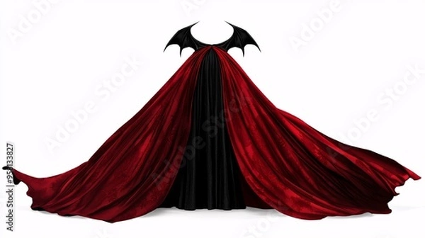 Fototapeta Elegant Vampire Costume Clipart for Halloween Party Featuring Cape Fangs and Gothic Style