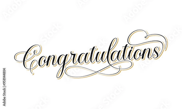 Fototapeta Congratulations Text lettering greeting sign. Handwritten modern