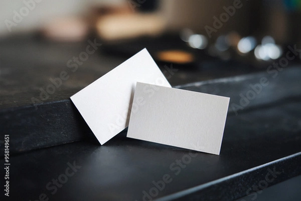 Fototapeta 테이블 위 명함 목업