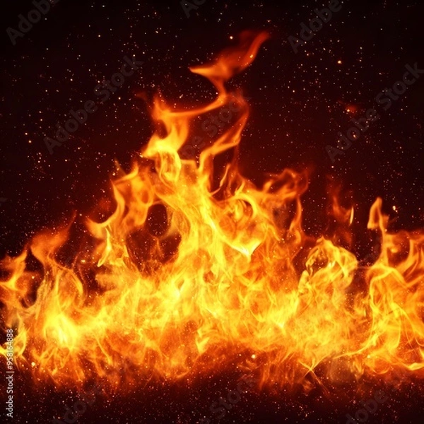 Fototapeta Blazing Inferno of Intense Fiery Flames Erupting with Vibrant Energy and Danger