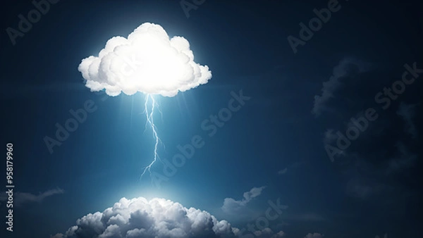 Obraz a cloud with a lighting coming out