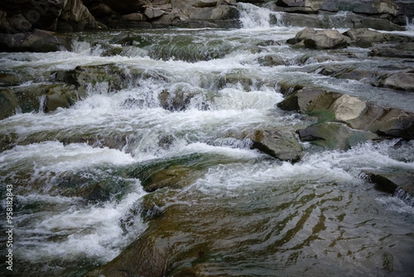 Obraz Rushing River Through Rocky Terrain