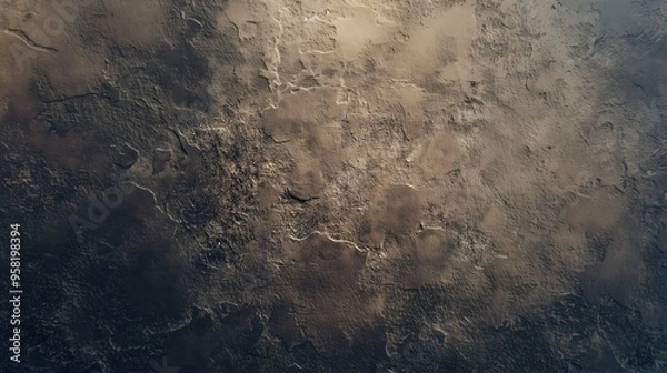 Obraz A rough earth wall texture with weathered patterns, showcasing the natural erosion and varied surface details. The image captures the earthy tones and rugged structure.