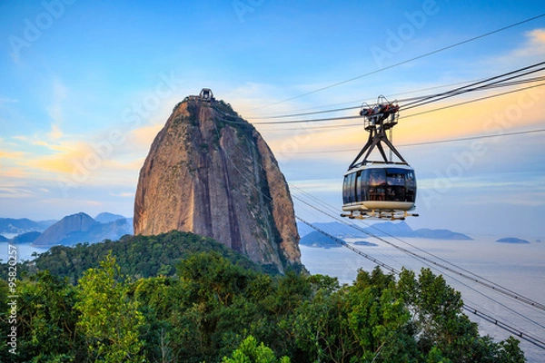 Obraz Kolejka linowa i góra Sugar Loaf