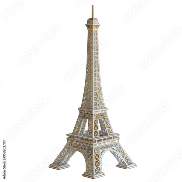Fototapeta Intricate Eiffel Tower Model: Stunning Architectural Miniature on Clear Canvas