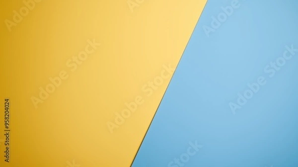 Obraz A bold, minimalist design featuring a diagonal color block in yellow and blue, creating a striking and modern visual contrast.