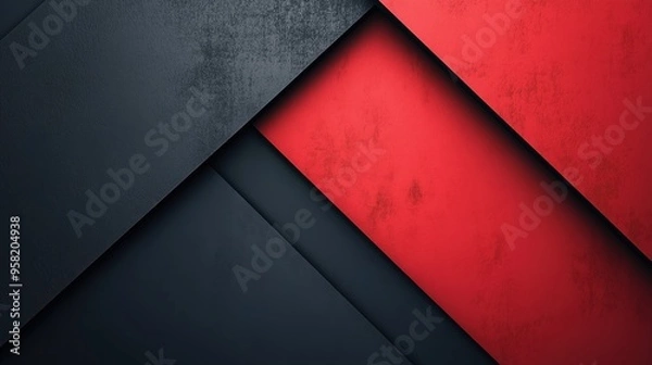 Fototapeta Bold and textured red and black geometric shapes create a striking, modern design with high visual contrast.