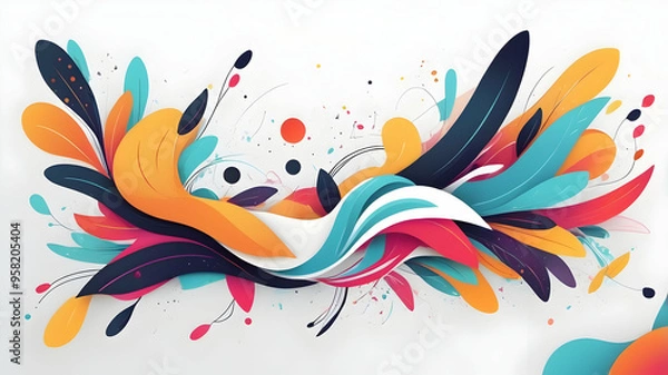 Fototapeta Modern Trendy Abstract Design background graphic resource, white background with color details