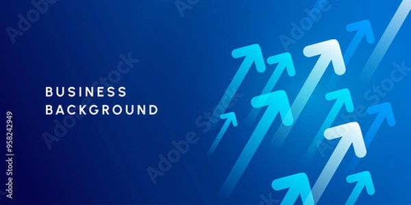 Fototapeta Business blue investment report chart arrow up illustration background	
