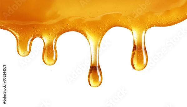 Fototapeta dripping golden honey isolated on transparent background, png honey dripping cutout