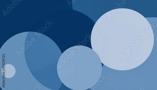 Fototapeta Abstract circles and ellipses intertwined with each other. Color palette blue, light blue