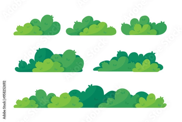 Obraz Green bush blossom. grass bush vector illustration