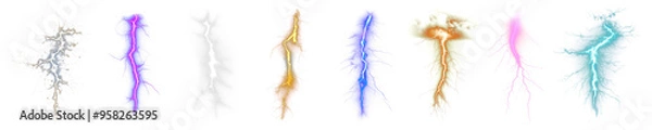Fototapeta PNG lightning and thunder set